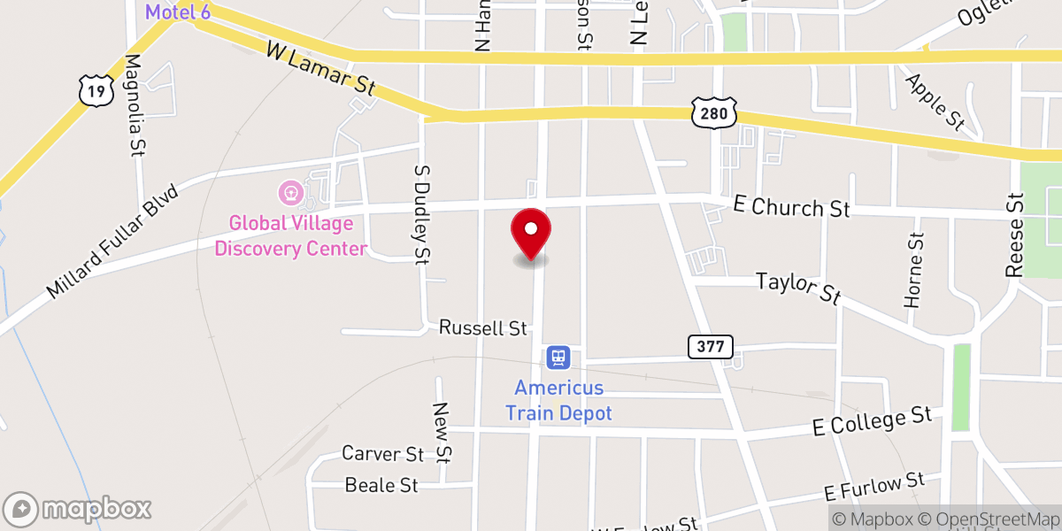 Map showing location of Bethesda Baptist Church
