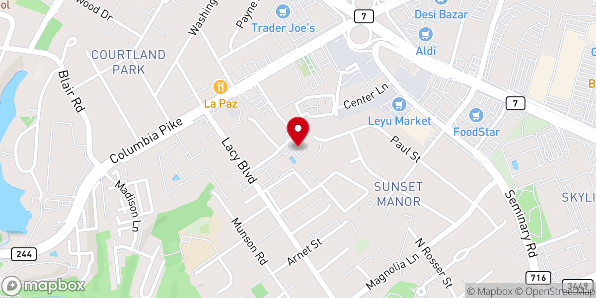 Map showing location of Crossroads Baptist Church