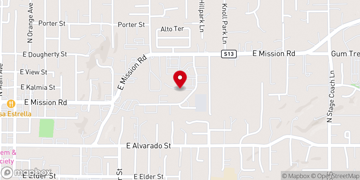 Map showing location of Fall Brook Mision Vida