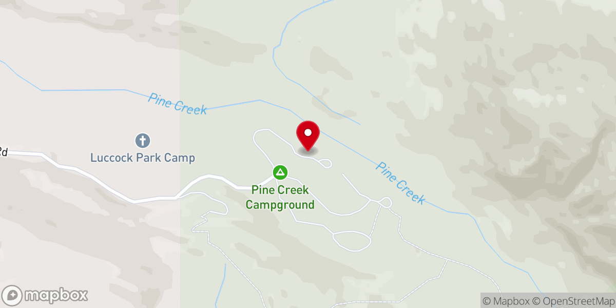 Map showing location of Pine Creek Campground