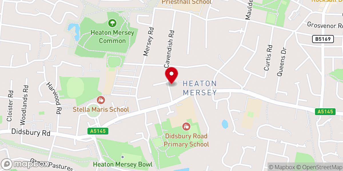 Map showing location of Heaton Mersey Methodist Church