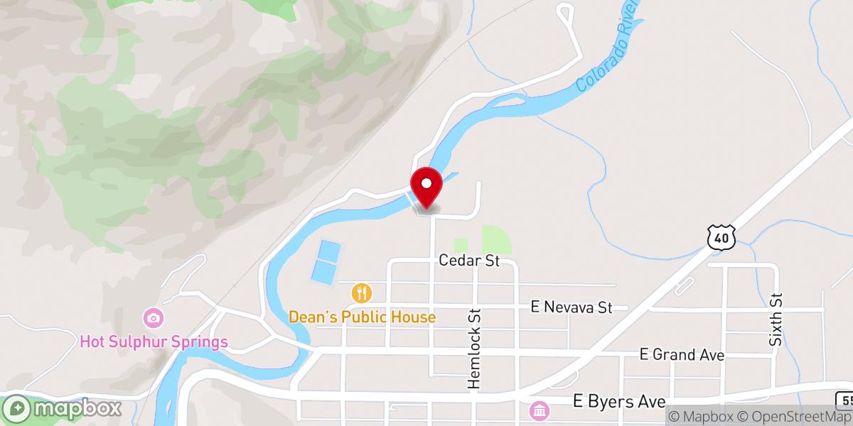 Map showing location of Town of Hot Sulphur Springs Water