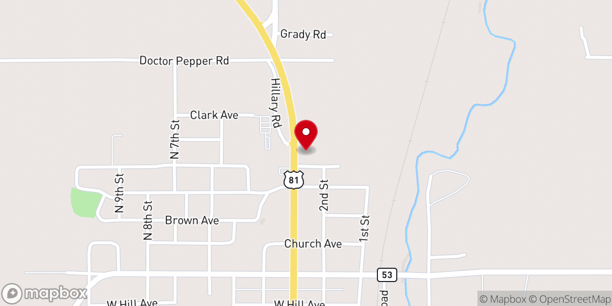 Map showing location of Comanche City Hall