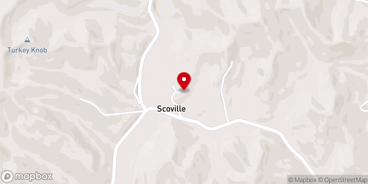 Map showing location of Scoville Church of God