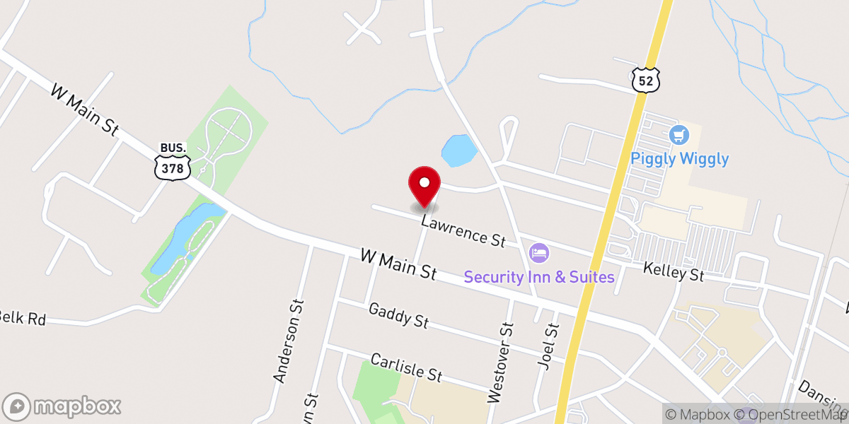 Map showing location of Grace Freewill Baptist Church