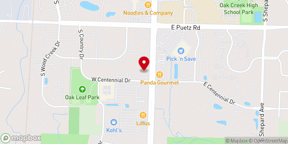 Map showing location of The Salvation Army: Oak Creek Centennial Church and Community Center