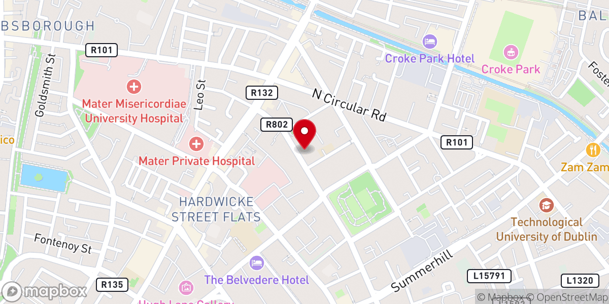 Map showing location of Gardiner Street Parish