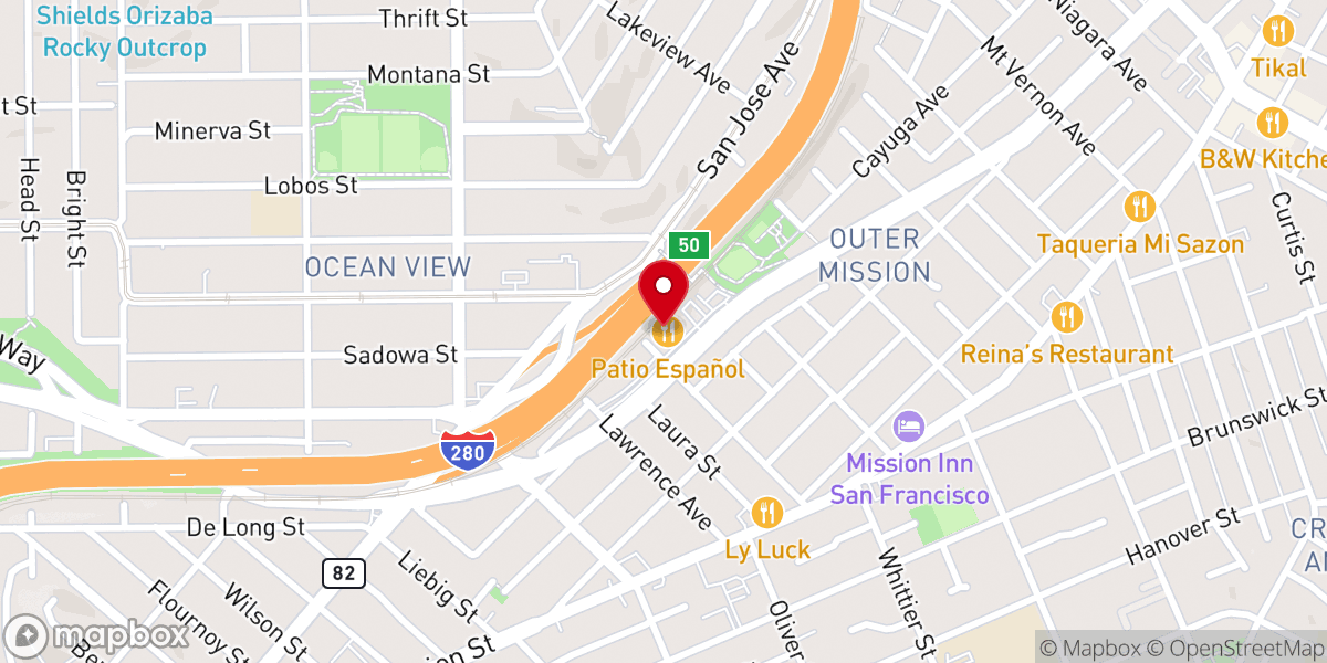 Map showing location of Cross and Crown Church of San Francisco
