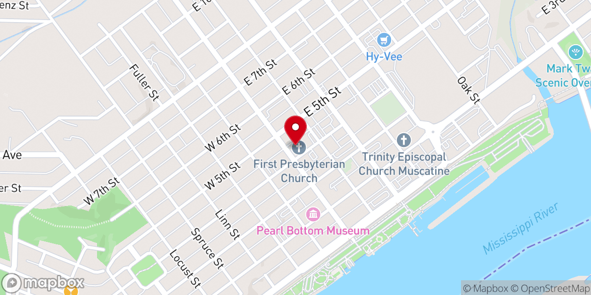Map showing location of First Presbyterian Church
