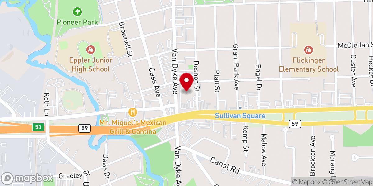 Map showing location of Motown Soup