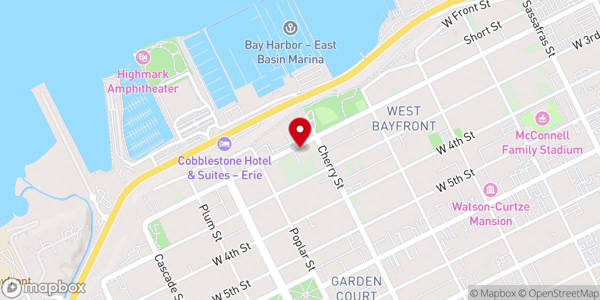 Map showing location of West Erie Presbyterian Church