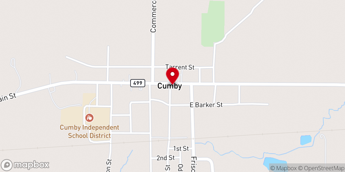 Map showing location of City of Cumby