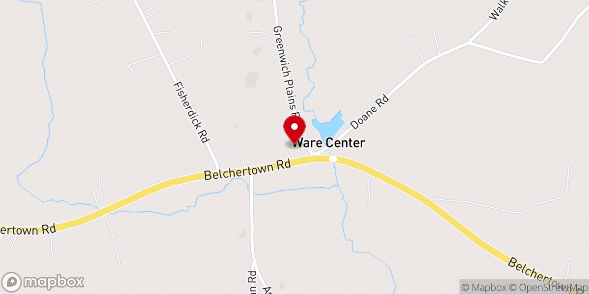 Map showing location of Ware Center Meetinghouse