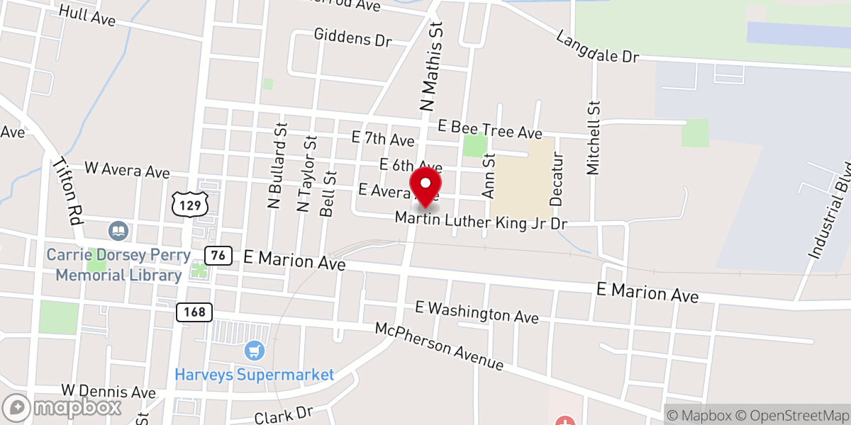 Map showing location of Immanuel Baptist Church