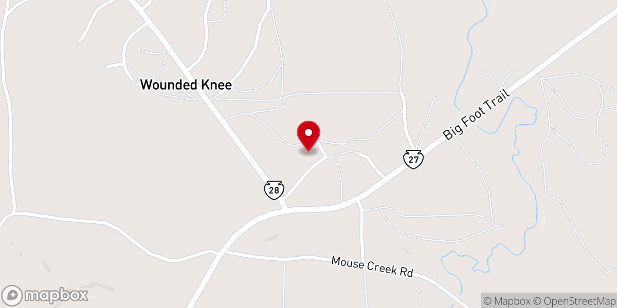 Map showing location of Wounded Knee Memorial
