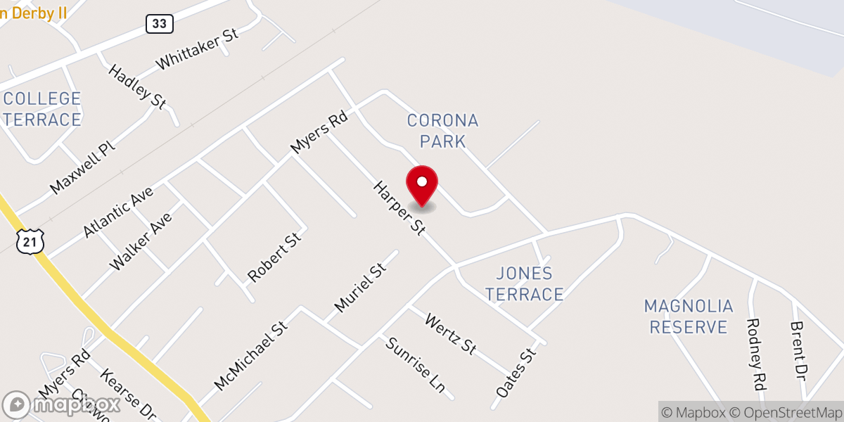 Map showing location of Bull Swamp Baptist Church of Orangeburg