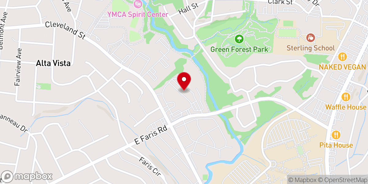 Map showing location of First Baptist Greenville