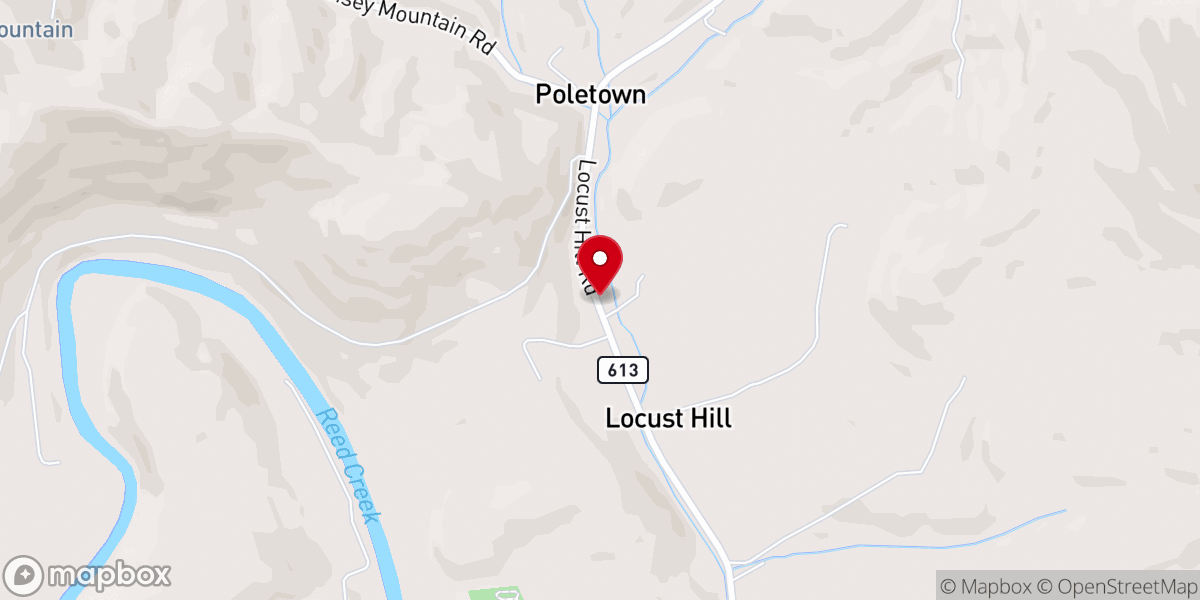Map showing location of Locust Hill United Methodist Church