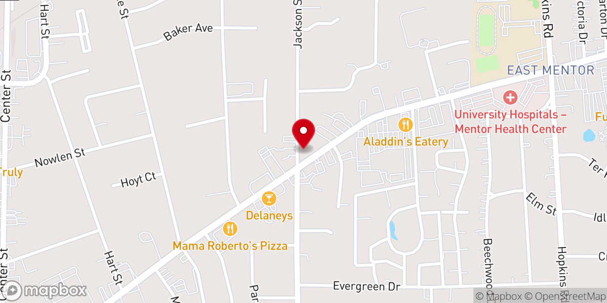 Map showing location of Heritage Baptist Church of Mentor