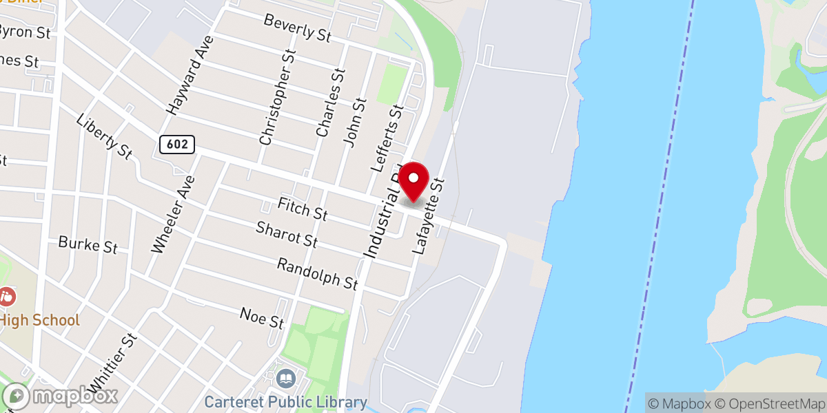 Map showing location of Iglesia Pentecostal MI, Carteret NJ, Casa De Refugio
