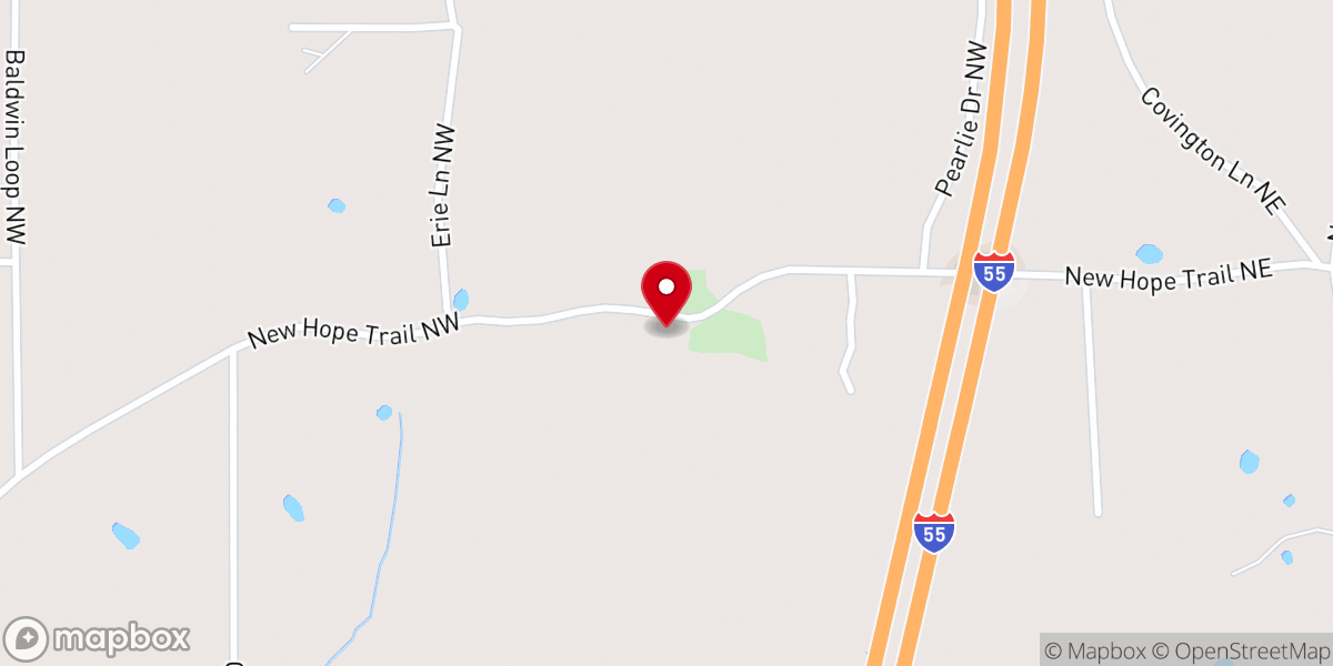Map showing location of New Hope Missionary Baptist Church