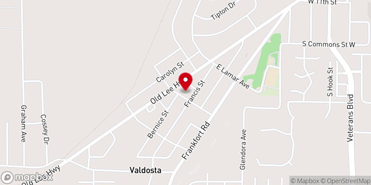 Map showing location of Valdosta Baptist Church