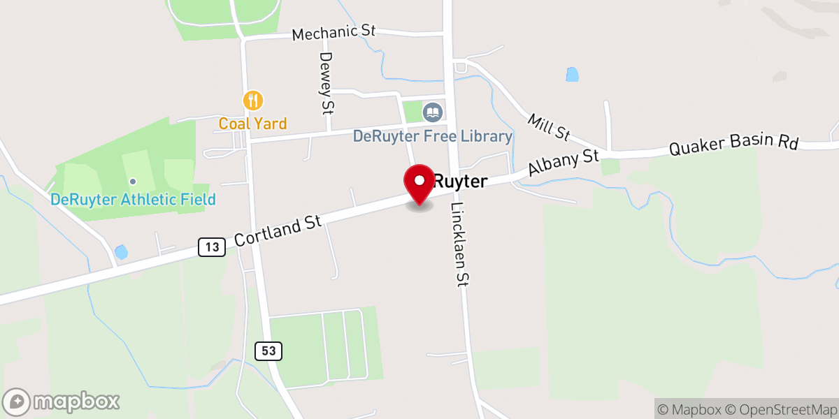 Map showing location of United Church of DeRuyter