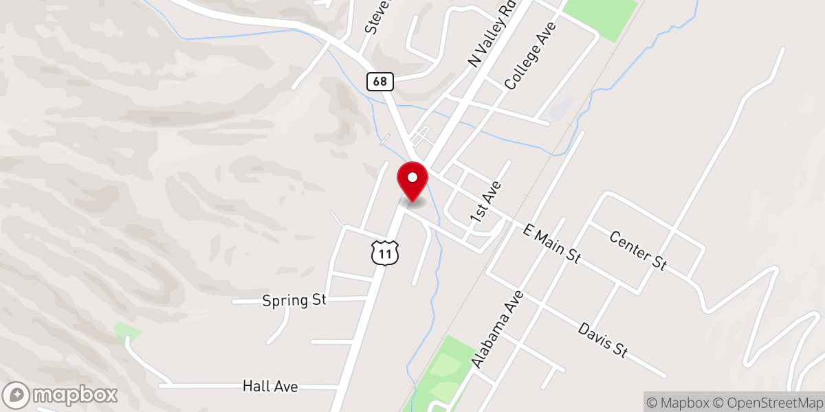 Map showing location of Collinsville Presbyterian Church