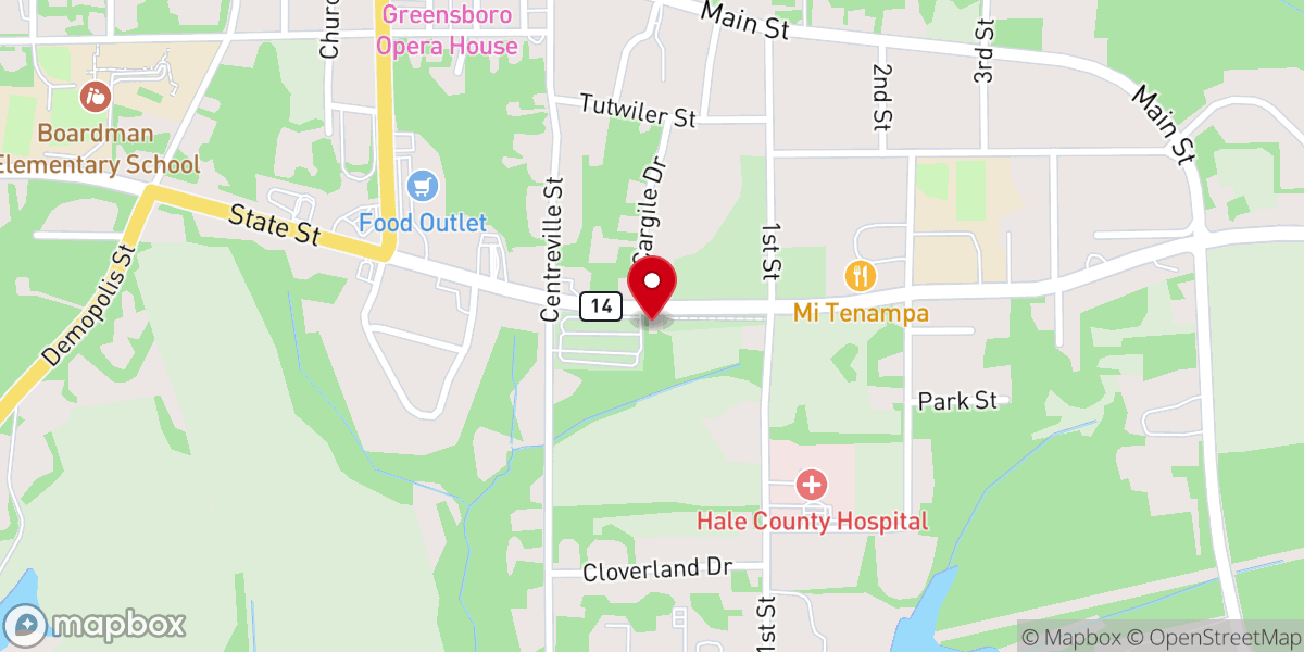 Map showing location of Greensboro Church of Christ