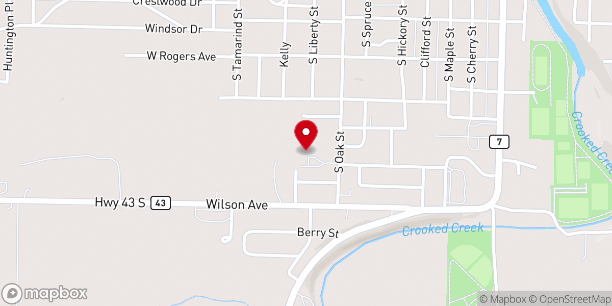 Map showing location of St. Paul's United Methodist Church