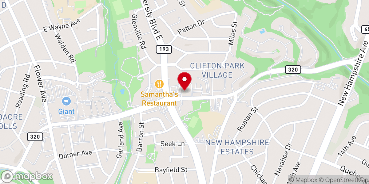 Map showing location of Clifton Park Baptist Church