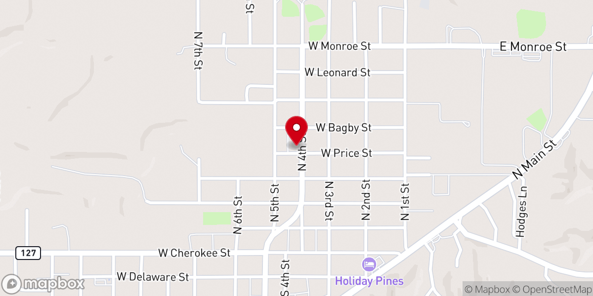 Map showing location of First Baptist Church
