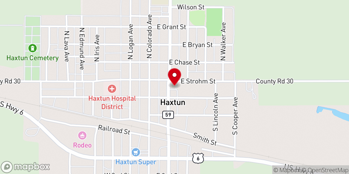 Map showing location of Haxtun Methodist Church