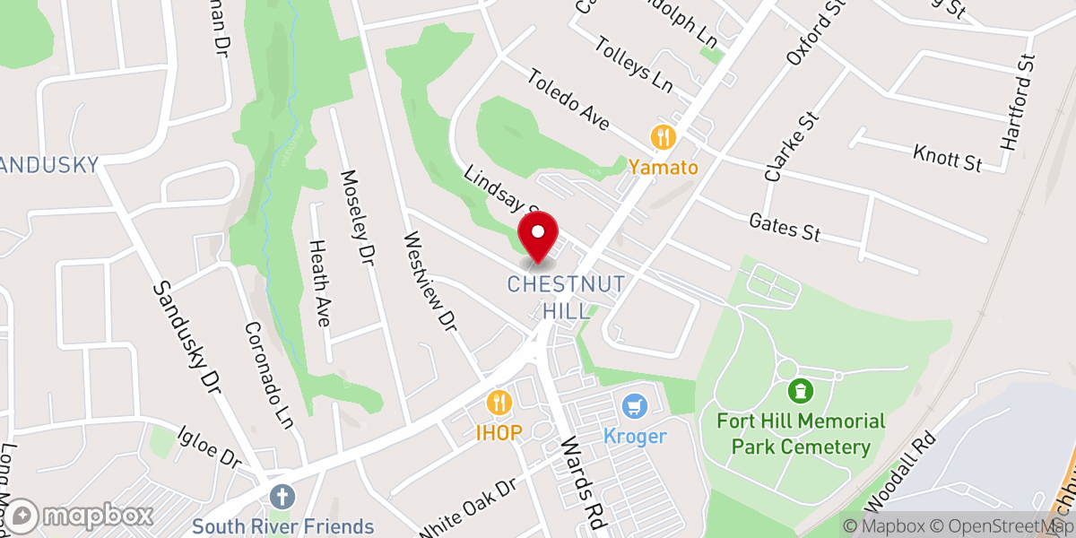 Map showing location of Chestnut Hill Baptist Church