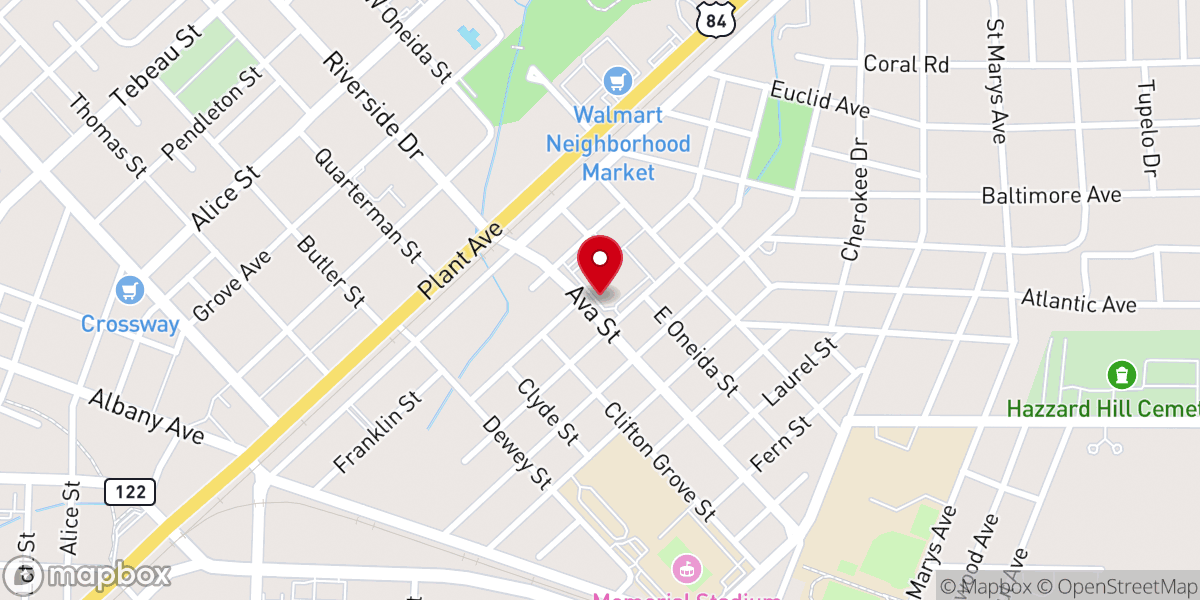 Map showing location of Central Baptist Church