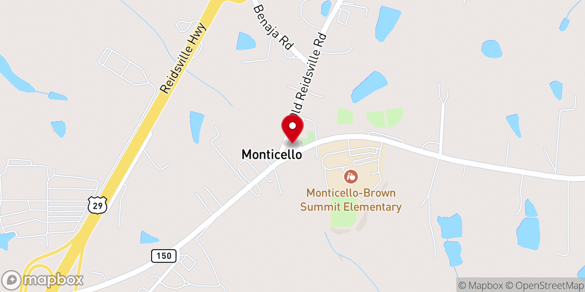 Map showing location of Monticello United Church of Christ