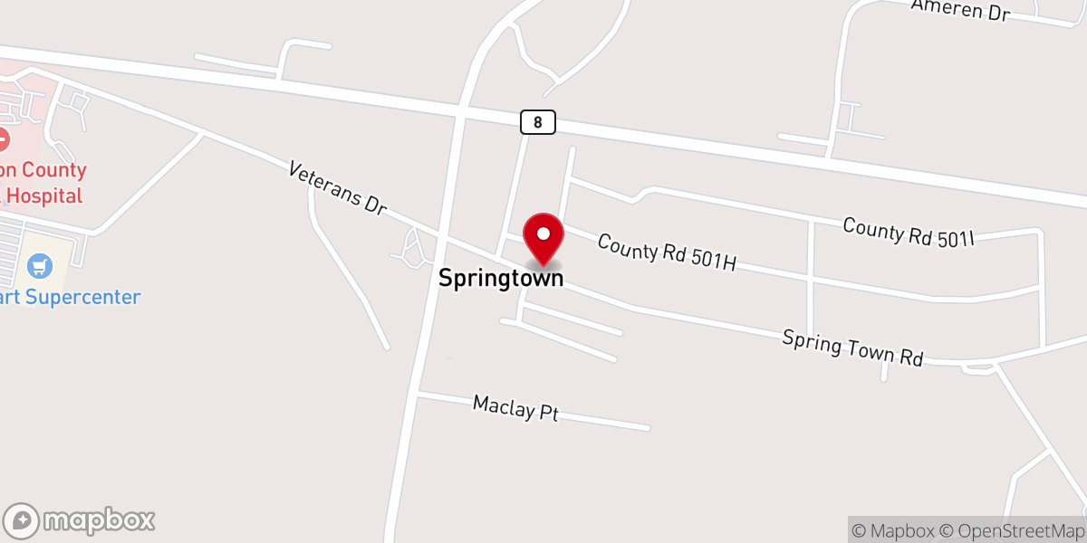 Map showing location of Springtown Victory
