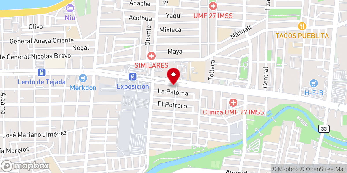 Map showing location of La Casa Del Alfarero