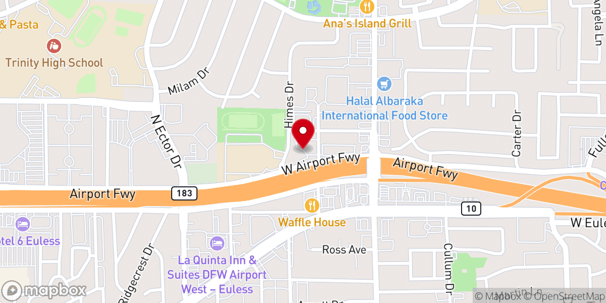 Map showing location of Airport Freeway Church of Christ