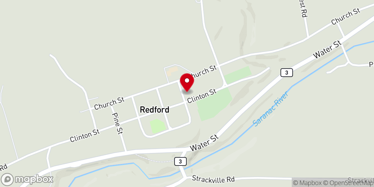 Map showing location of Assumption Church Redford NY