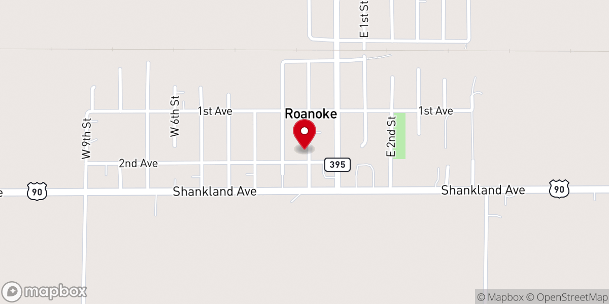 Map showing location of Roanoke Church of the Brethren