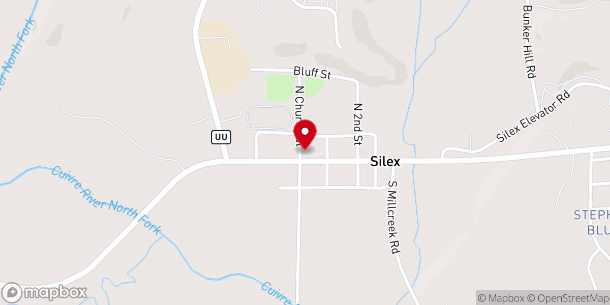 Map showing location of Silex Presbyterian Church