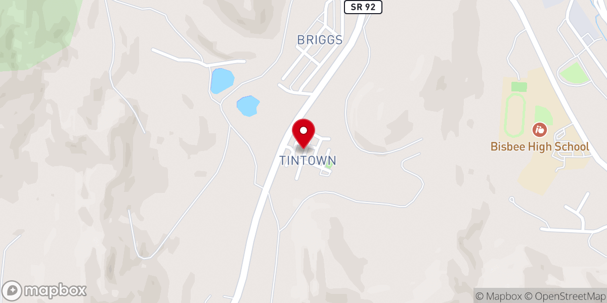 Map showing location of Bisbee Coalition for the Homeless