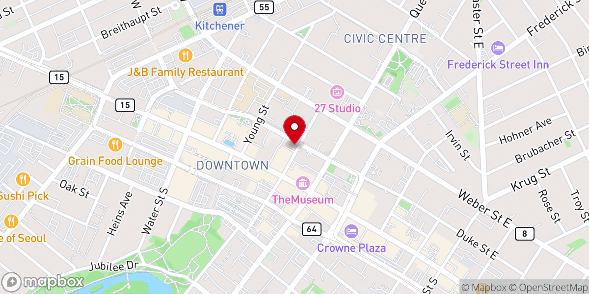 Map showing location of Iglesia de Dios Ministerial de Jesucristo Internacional - IDMJI - CGMJI -- CA KITCHENER