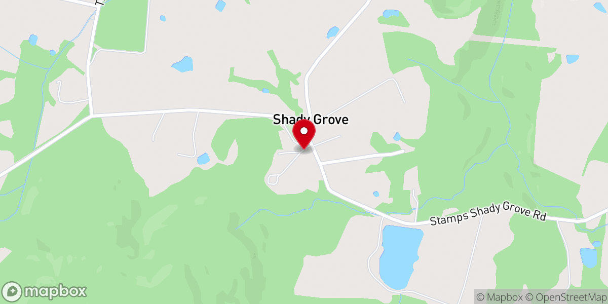 Map showing location of Shady Grove Church