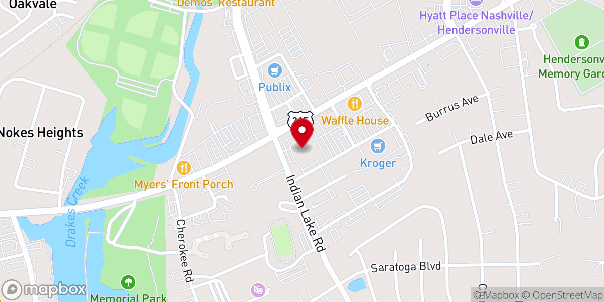 Map showing location of First United Methodist Church of Hendersonville