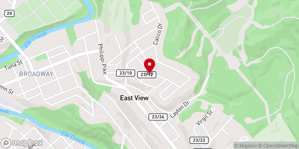 Map showing location of East View United Methodist Church