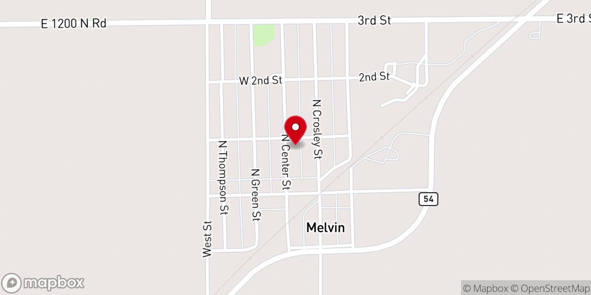Map showing location of United Methodist Church Melvin