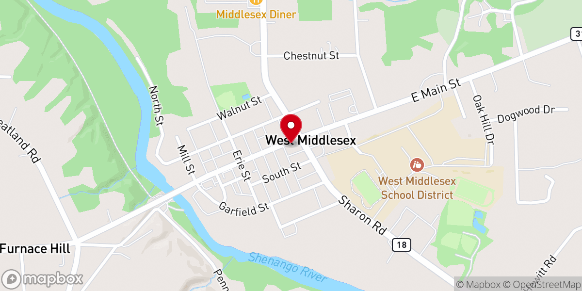 Map showing location of West Middlesex United Methodist Church