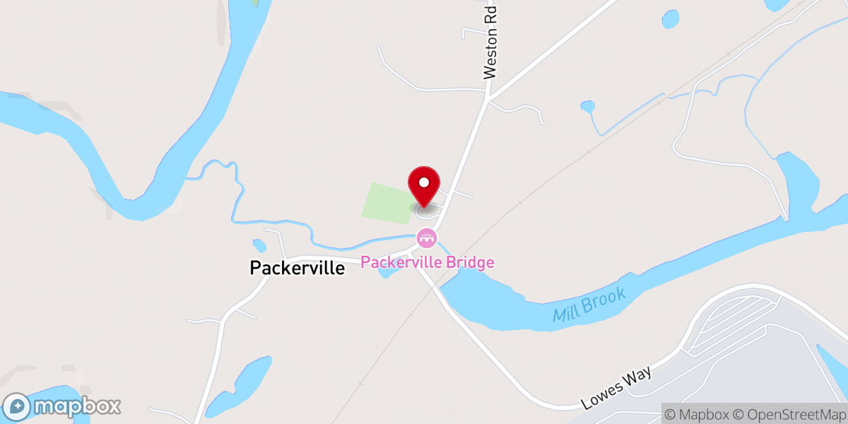 Map showing location of Packerville Baptist Church
